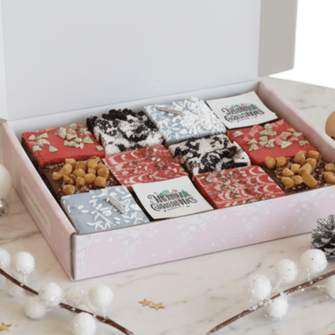 Christmas Box of 12 Brownies with gift tag and free postage