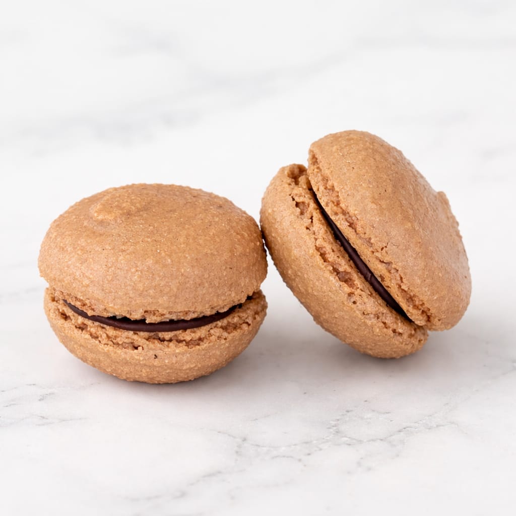 Rich chocolate macaron with creamy ganache filling.