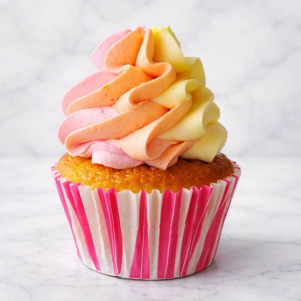 Classic vanilla cupcake topped with creamy vanilla buttercream.