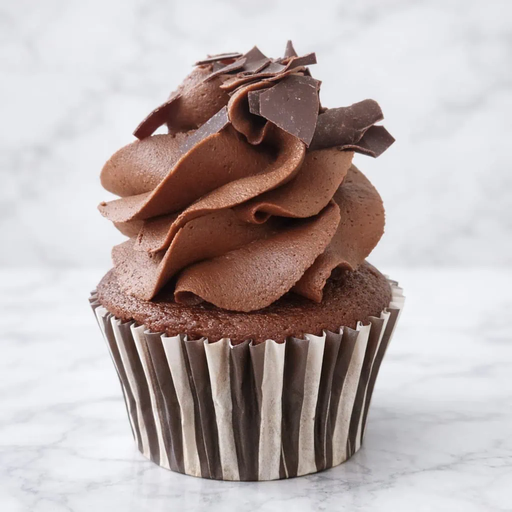 Decadent chocolate cupcake topped with rich chocolate buttercream.