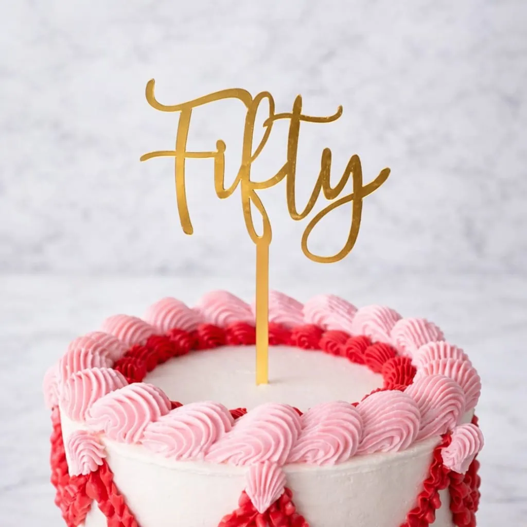 Fifty Gold Acryllic Cake Topper