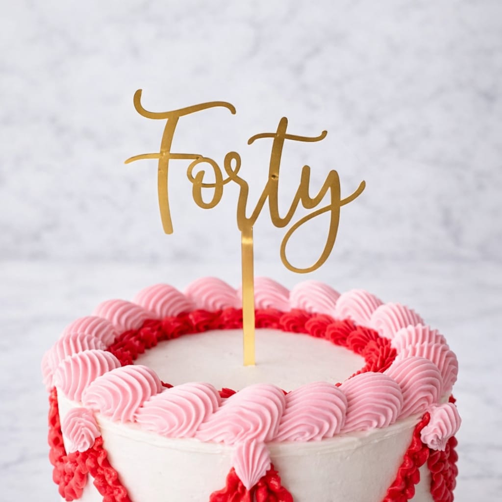 Cake Topper 40 -gold acryllic