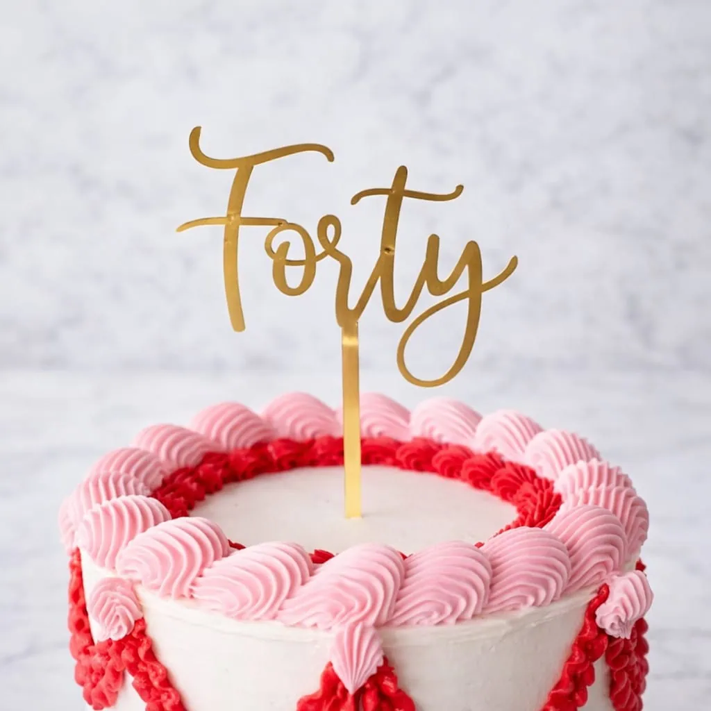 Cake Topper 40 -gold acryllic