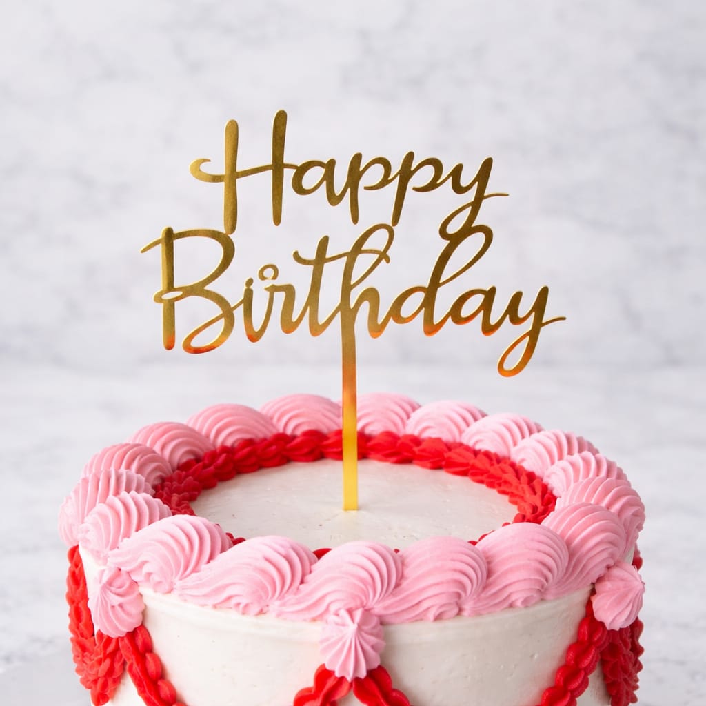 Gold acrylic cake topper Happy Birthday