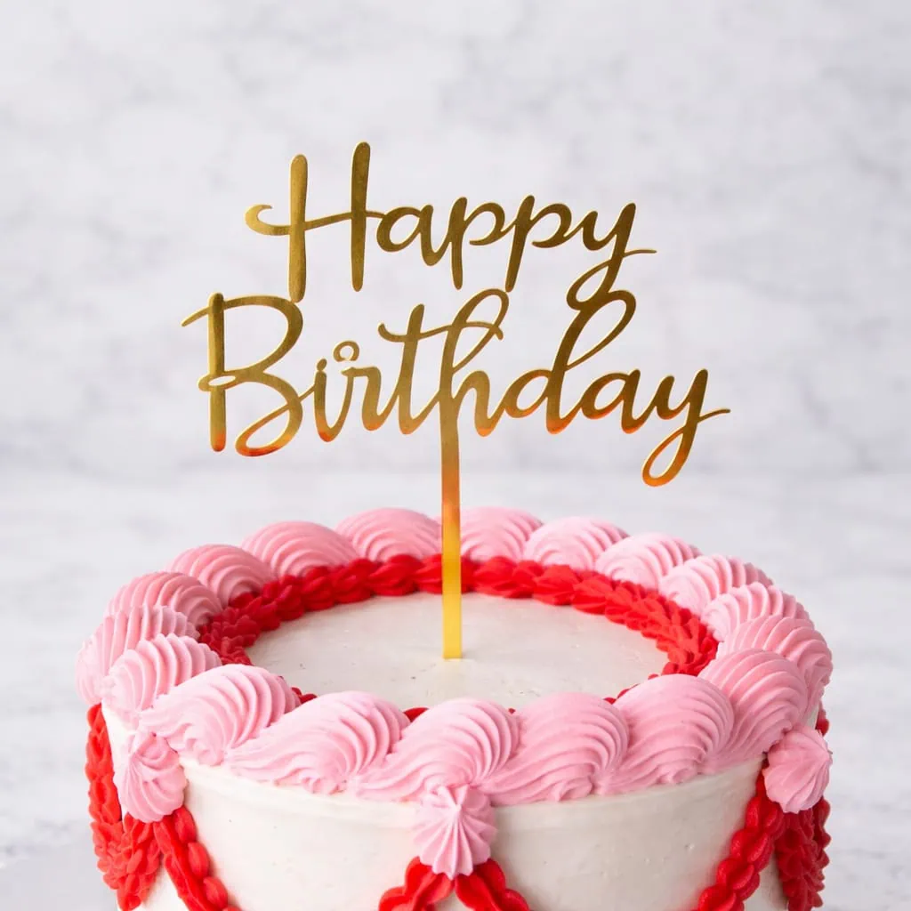 Gold acrylic cake topper Happy Birthday