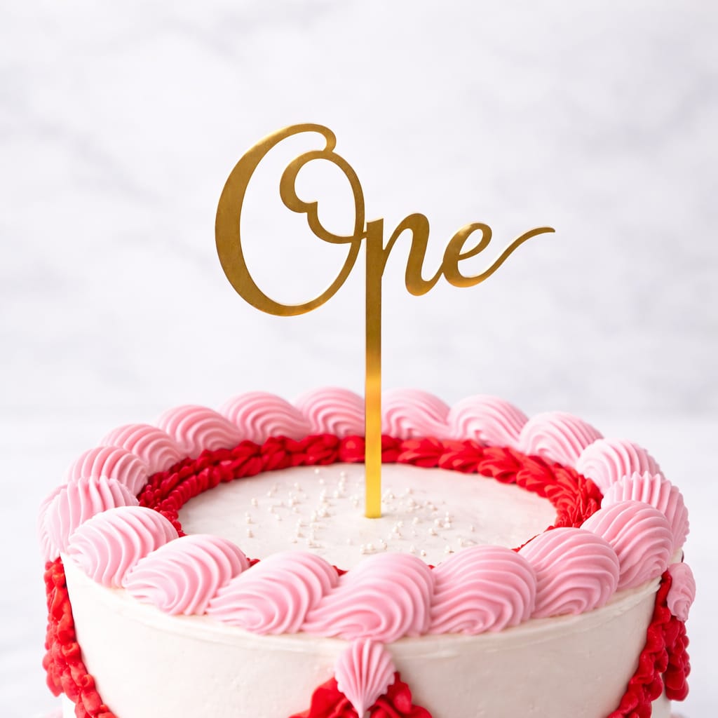 Cake Topper One in Gold Acryllic