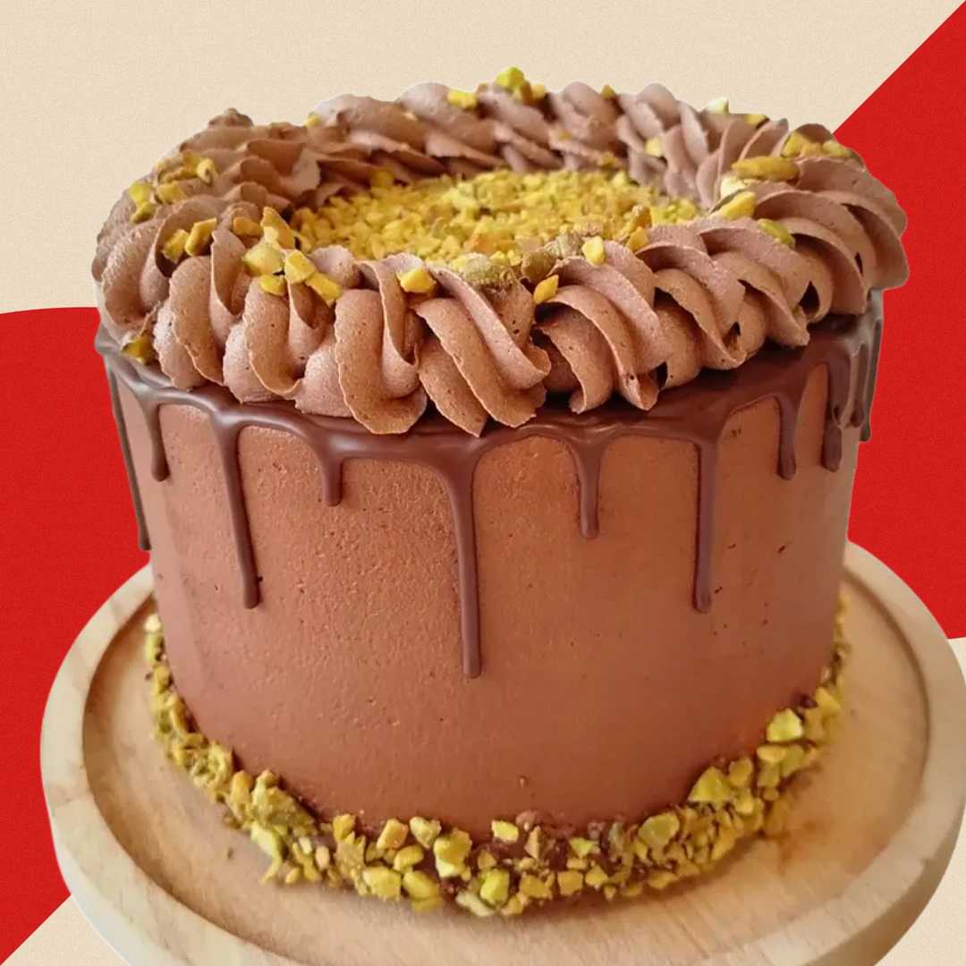 Dubai Chocolate Pistachio Drip Cake – Luxurious Chocolate Layer Cake with Pistachio Cream