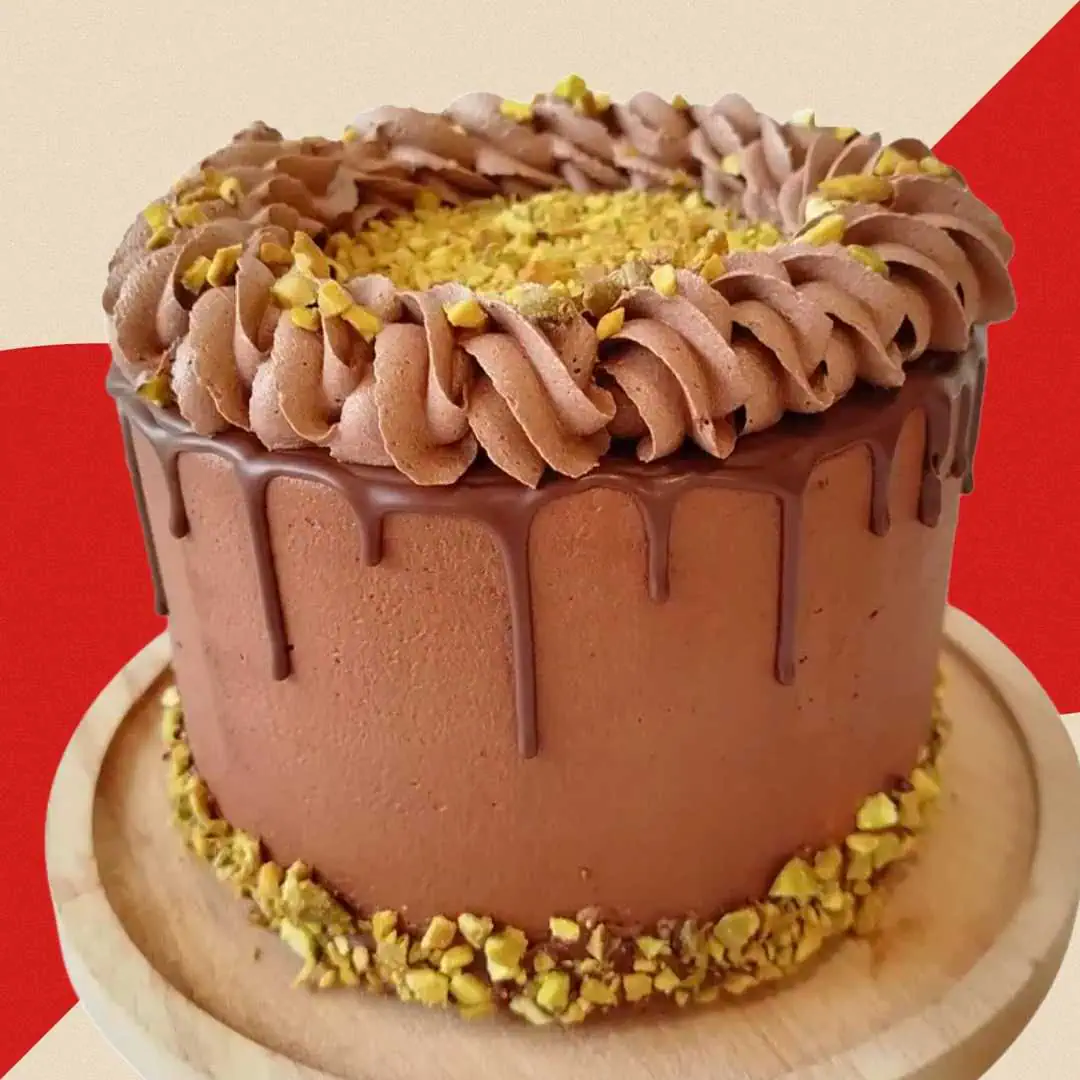 Dubai Chocolate Pistachio Drip Cake – Luxurious Chocolate Layer Cake with Pistachio Cream