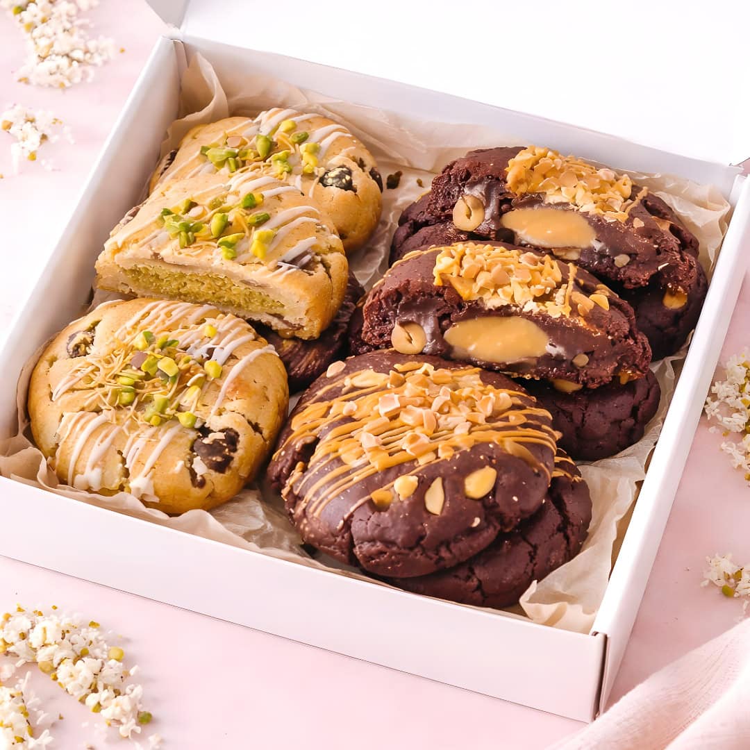 Luxury Letterbox Cookies – Dubai Chocolate Pistachio & Chocolate Peanut Salted Caramel