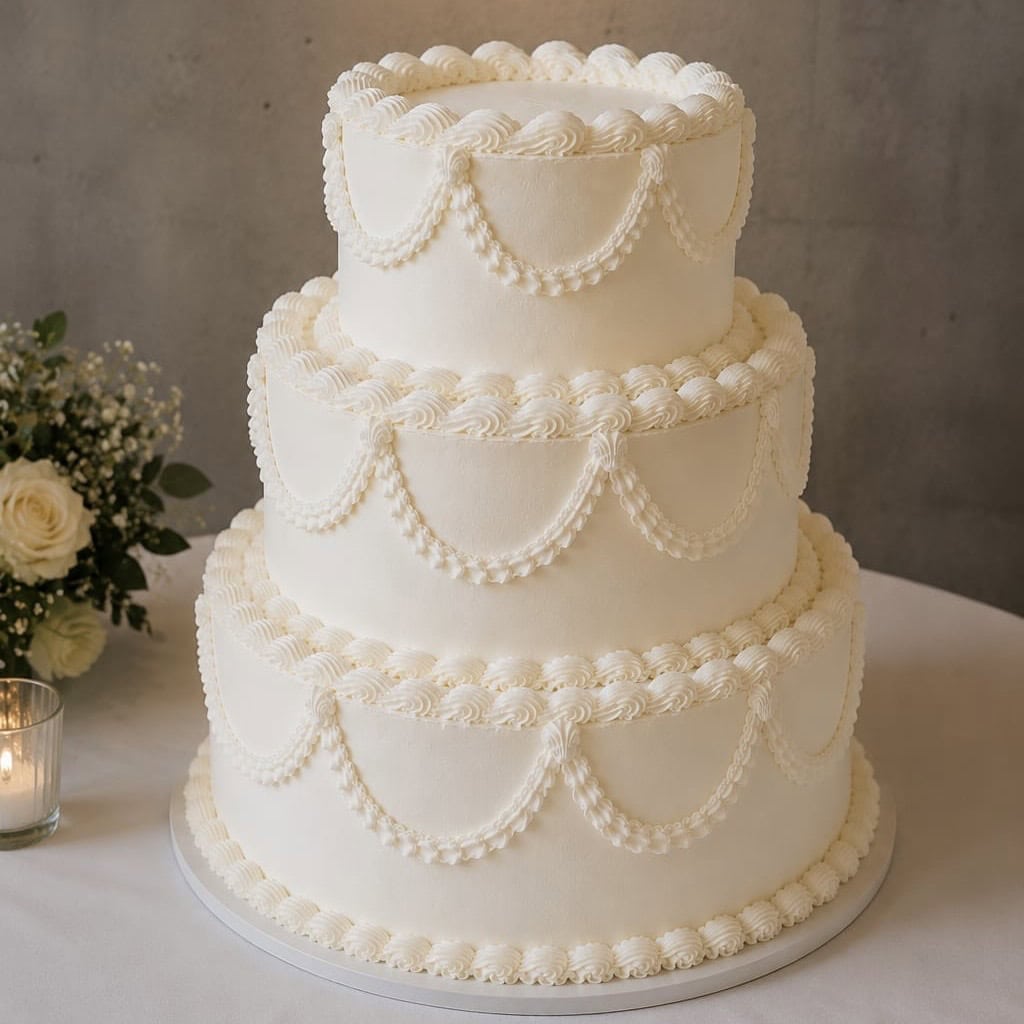 3 tier romantic baroque wedding cake