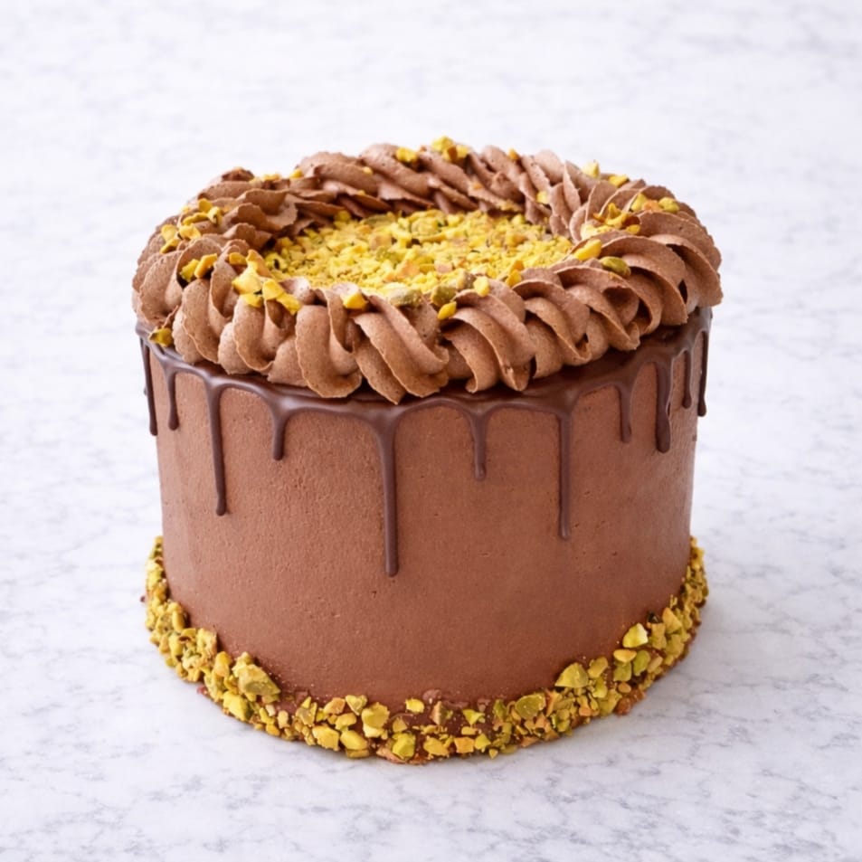Dubai Chocolate Pistachio Drip Cake – Luxurious Chocolate Layer Cake with Pistachio Cream